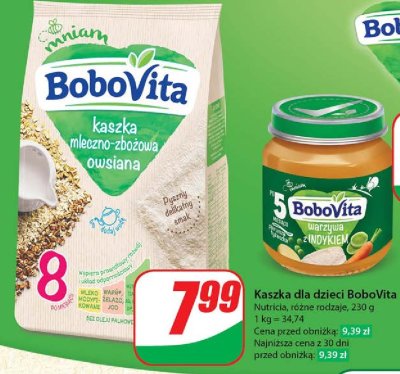 Kaszka mleczno-zbo偶owa owsiana Bobovita mniam promocja