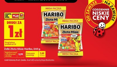 Żelki Złote Misie Haribo 240g promocja w Biedronka