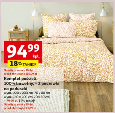 Komplet pościeli 100% bawełny + 2 poszewki na poduszki promocja w Auchan