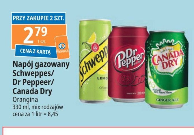 Napój ginger ale Canada dry promocja w Leclerc