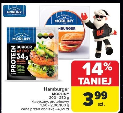 Hamburger Morliny klasyczny, proteinowy promocja w Carrefour Market