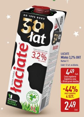 Mleko Łaciate 3,2% UHT promocja w Aldi