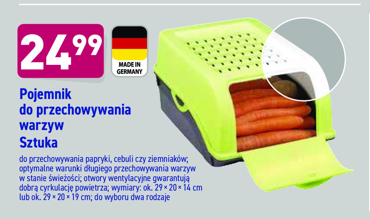 Pojemnik do przechowywania warzyw 29 x 20 x 14 cm promocja