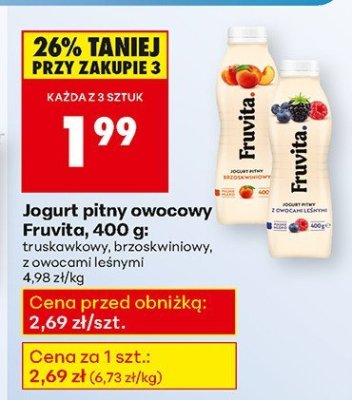Jogurt pitny owocowy Fruvita, 320 g: z owocami leśnymi promocja w Biedronka