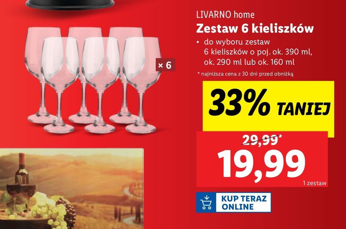 Kieliszki 160 ml LIVARNO HOME promocja w Lidl