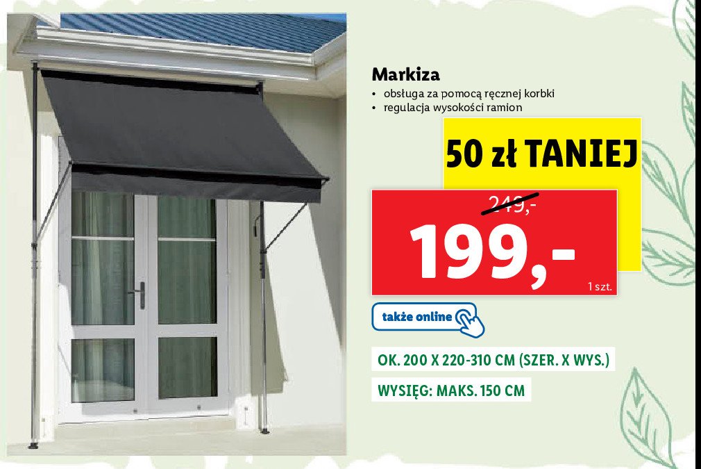 Markiza 200 x 220 - 310 cm Florabest promocja