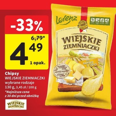 Chipsy Wiejskie Ziemniaczki wybrane rodzaje promocja w Intermarche