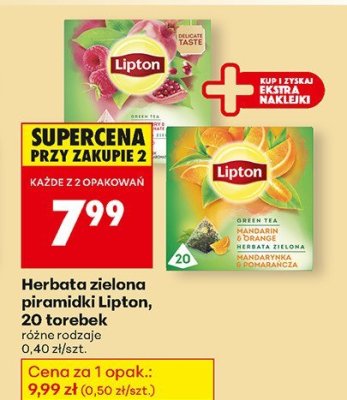 Herbata zielona piramidki Lipton 20 torebek różne rodzaje promocja w Biedronka