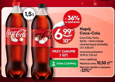 Napój Coca-Cola, Fanta, Sprite różne rodzaje 1,5l promocja w Żabka