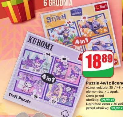 Puzzle 4w1 z licencją Kuromi promocja w Dino