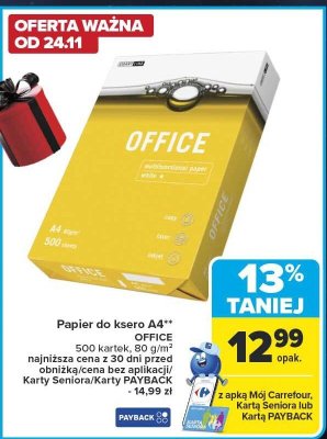 Papier do ksero A4 500 kartek, 80 g/m² promocja w Carrefour