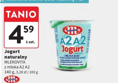 Jogurt naturalny MLEKOVITA z mleka A2 A2 promocja w Intermarche