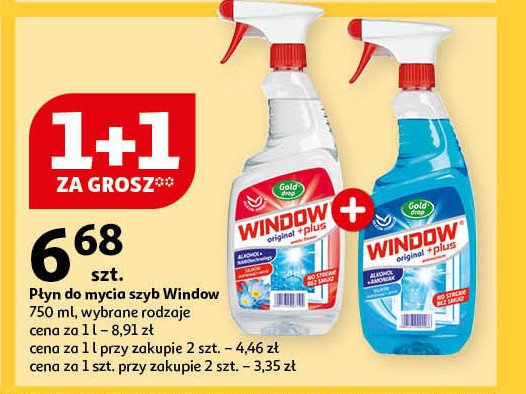 Płyn do szyb czerwony Gold drop window original plus promocja