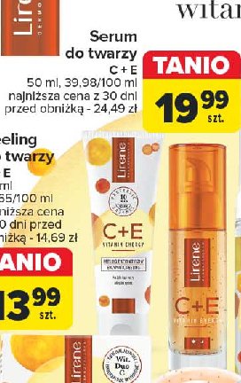 Serum rozświetlenie i wygładzenie mikorkapsułki witaminowe kwas hialuronowy LIRENE C+E PRO VITAMIN ENERGY promocja