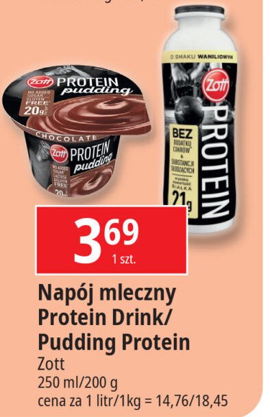 Pudding czekoladowy Zott protein promocja