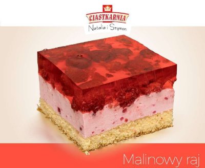 Ciasto Malinowy raj Ciastkarnia Natalia i Szymon promocja w TOPAZ