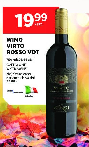 Wino wytrawne VIRTO ROSSO SENSI promocja