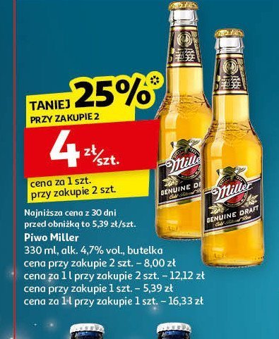 Piwo Miller genuine draft promocja w Auchan