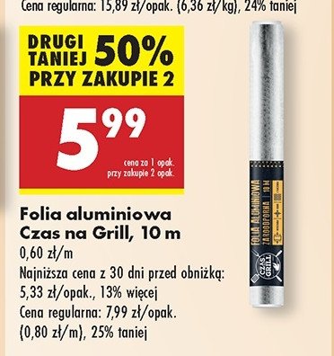 Folia aluminiowa 10 m grillowa Czas na grill promocja w Biedronka