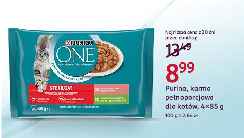 Karma dla kota sterilcat łosoś z marchewką + indyk z fasolą Purina one promocja