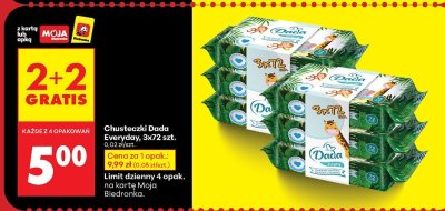 Chusteczki Dada Everyday, 3x72 szt. 2+2 GRATIS promocja w Biedronka