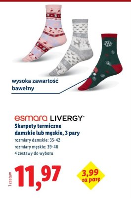 Skarpety termiczne damskie lub męskie esmara LIVERGY 3 pary promocja w Lidl