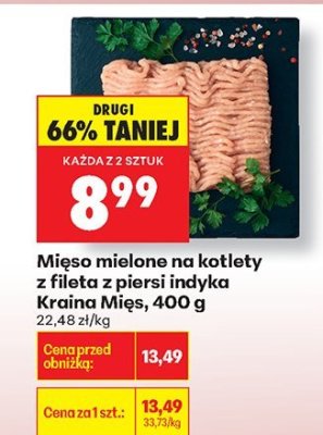 Mięso mielone na kotlety z fileta z piersi indyka Kraina Mięs promocja w Biedronka