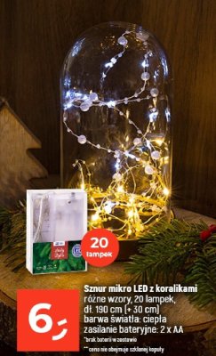 Sznur mikro LED z koralikami różne wzory, 20 lampek, dł. 190 cm (+ 30 cm), barwa światła: ciepła, zasilanie bateryjne: 2 x AA promocja w Dealz