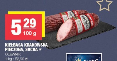 Kiełbasa krakowska pieczona, sucha Olewnik promocja w SPAR