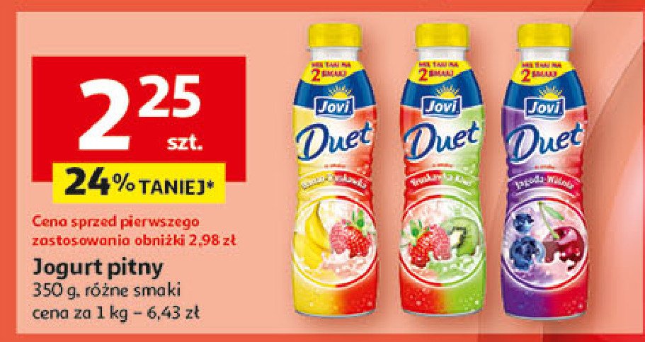 Jogurt banan-truskawka Jovi duet promocja w Auchan