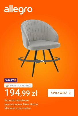 Krzesło obrotowe tapicerowane New Home Modena szary welur promocja w Allegro