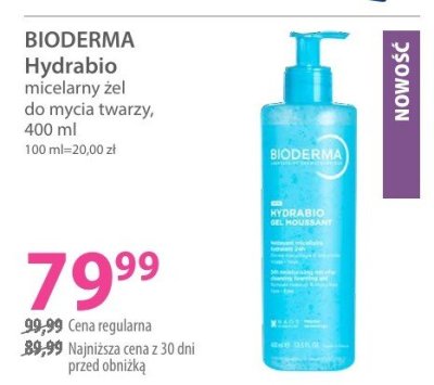 Żel micelarny BIODERMA Hydrabio do mycia twarzy promocja w Hebe