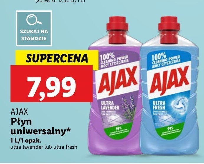 Płyn do mycia ultra lavender Ajax . promocja w Lidl