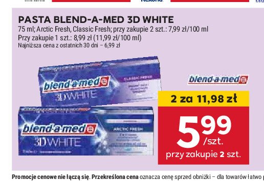 Pasta do zębów arctic fresh Blend-a-med 3d white promocja