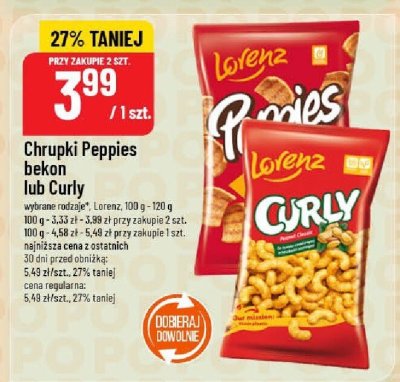 Chrupki Peppies bekon lub Curly promocja w POLOmarket