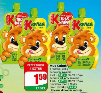 Mus truskawka-marchew 100 g promocja w Dino