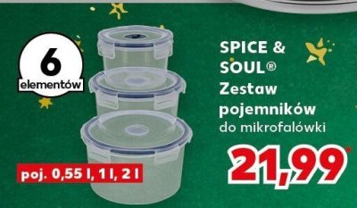 Zestaw pojemników do mikrofalówki SPICE & SOUL poj. 0,55 l, 1 l, 2 l 6 elementów promocja w Kaufland