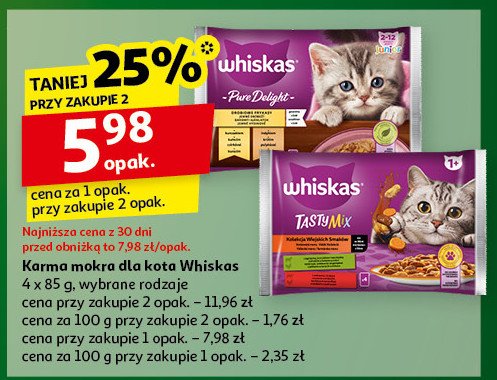 Karma dla kota drobiowe frykasy kurczak + indyk Whiskas pure delight promocja