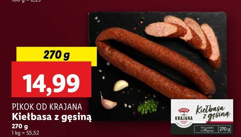 Kiełbasa z gęsiną Pikok od krajana promocja