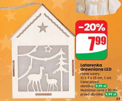 Latarenka drewniana LED różne wzory promocja w Dino