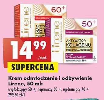 Krem do twarzy wygładzający 50+ Lirene aktywator kolagenu promocja