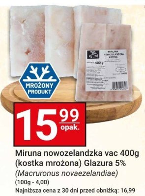 Miruna nowozelandzka vac 400g (Kostka Ryby) Glazura 5% Hitpol promocja w Hitpol