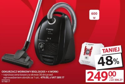 Odkurzacz workowy BSGL3X205 + 4 WORKI BOSCH promocja w Selgros