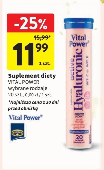 Tabletki musujące active hyaluronic Vital power promocja