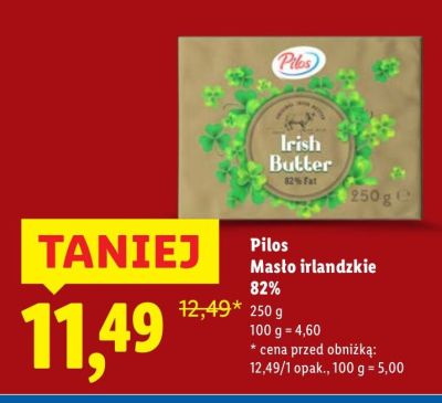Masło irlandzkie 82% Pilos promocja w Lidl