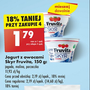 Jogurt czerwona-czarna porzeczka Fruvita skyr promocja