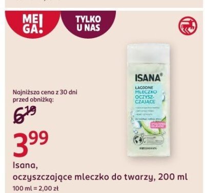 Oczyszczające mleczko do twarzy Isana promocja w Rossmann