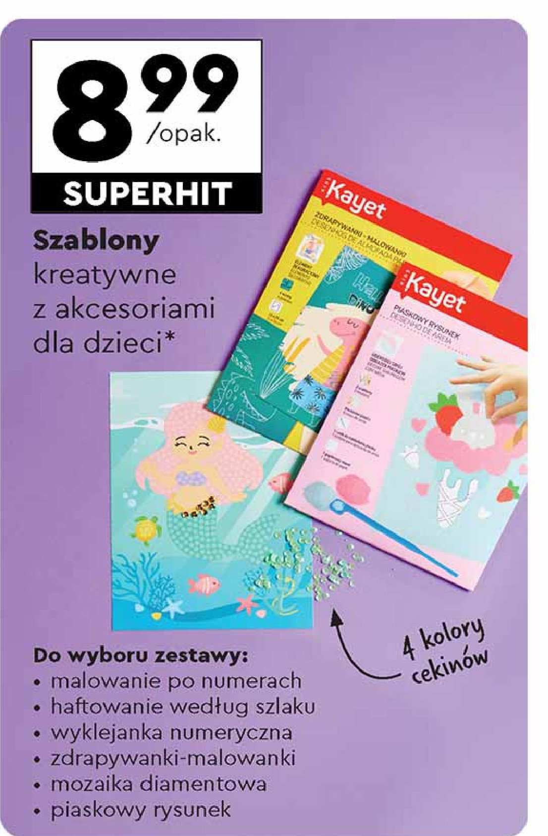 Szablon kreatywny z akcesoriami zdrapywanki- malowanki Kayet promocja