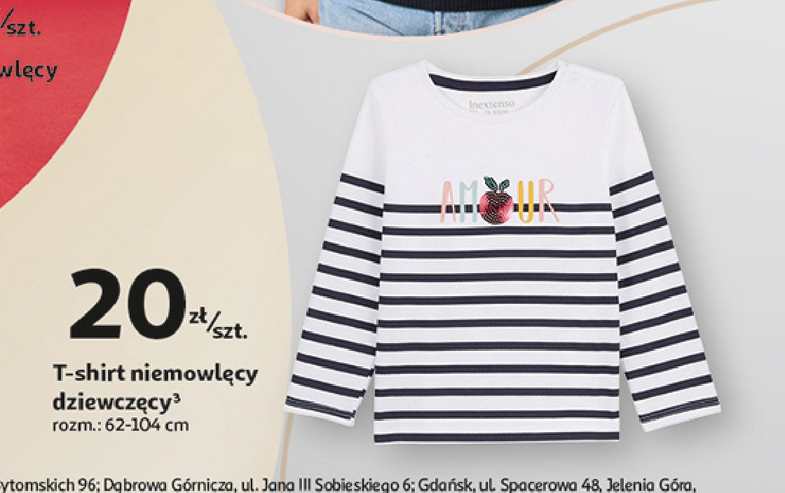 T-shirt niemowlęcy dziewczęcy 62-104 cm Auchan inextenso promocja w Auchan