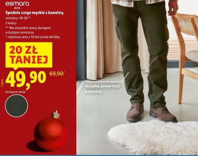 Spodnie cargo męskie z bawełną promocja w Lidl